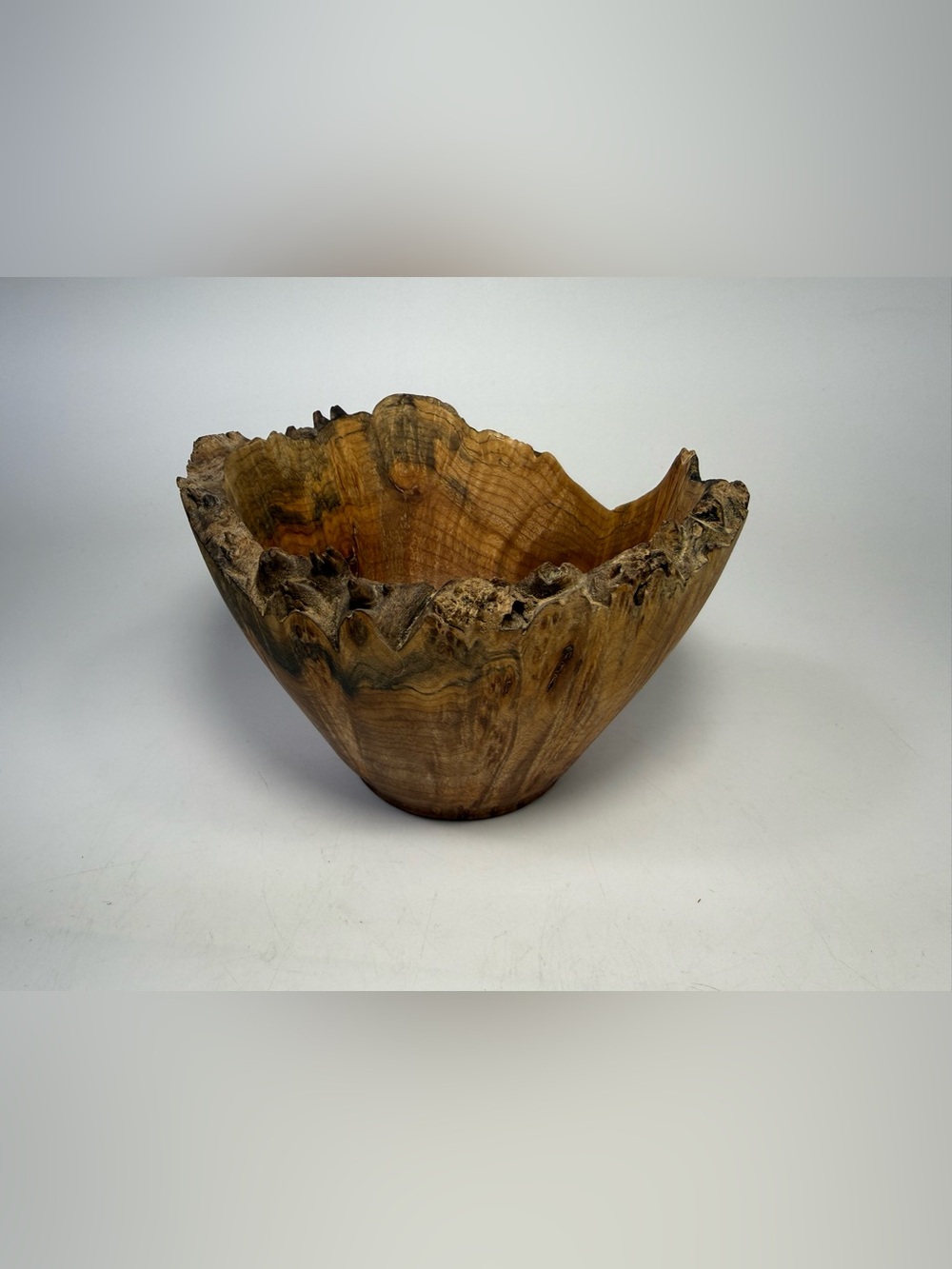 Natural hand turned crafted Burl Birds Eye maple Wood Decorative bowl live edge - Picture 2 of 9